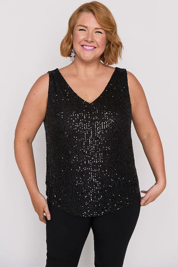 Rylee Black Sequins Party Tank