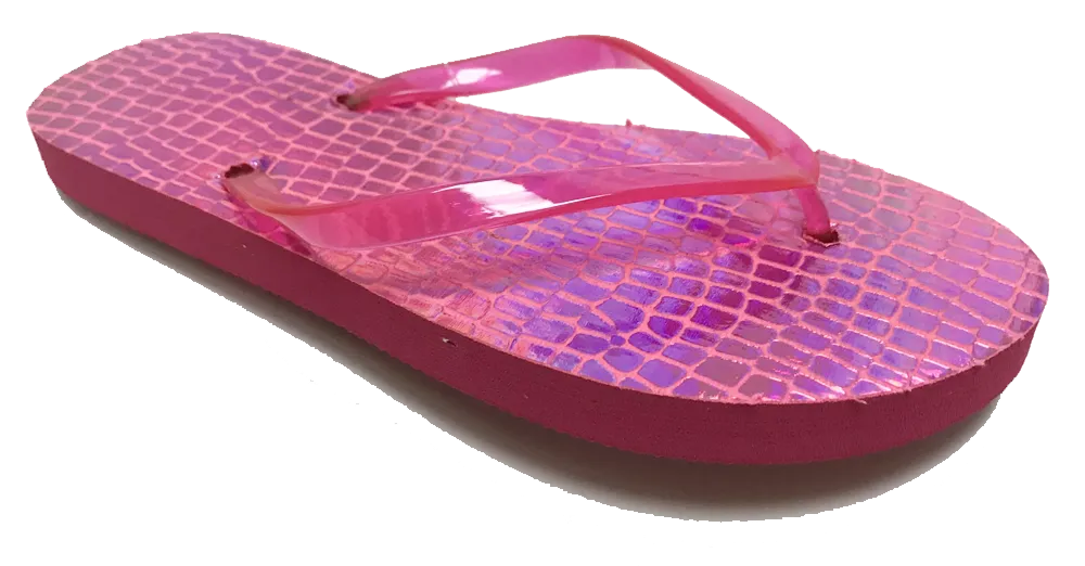 Sandals Ladies Flip Flop Solid Gel Strap Alligator Glow Classic Sandal, Pink, Black