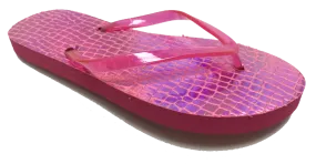 Sandals Ladies Flip Flop Solid Gel Strap Alligator Glow Classic Sandal, Pink, Black