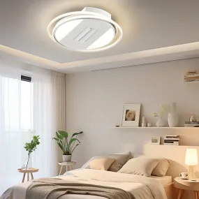 Square Round Stepless Dimming LED Mute White Modern Bladeless Ceiling Fans