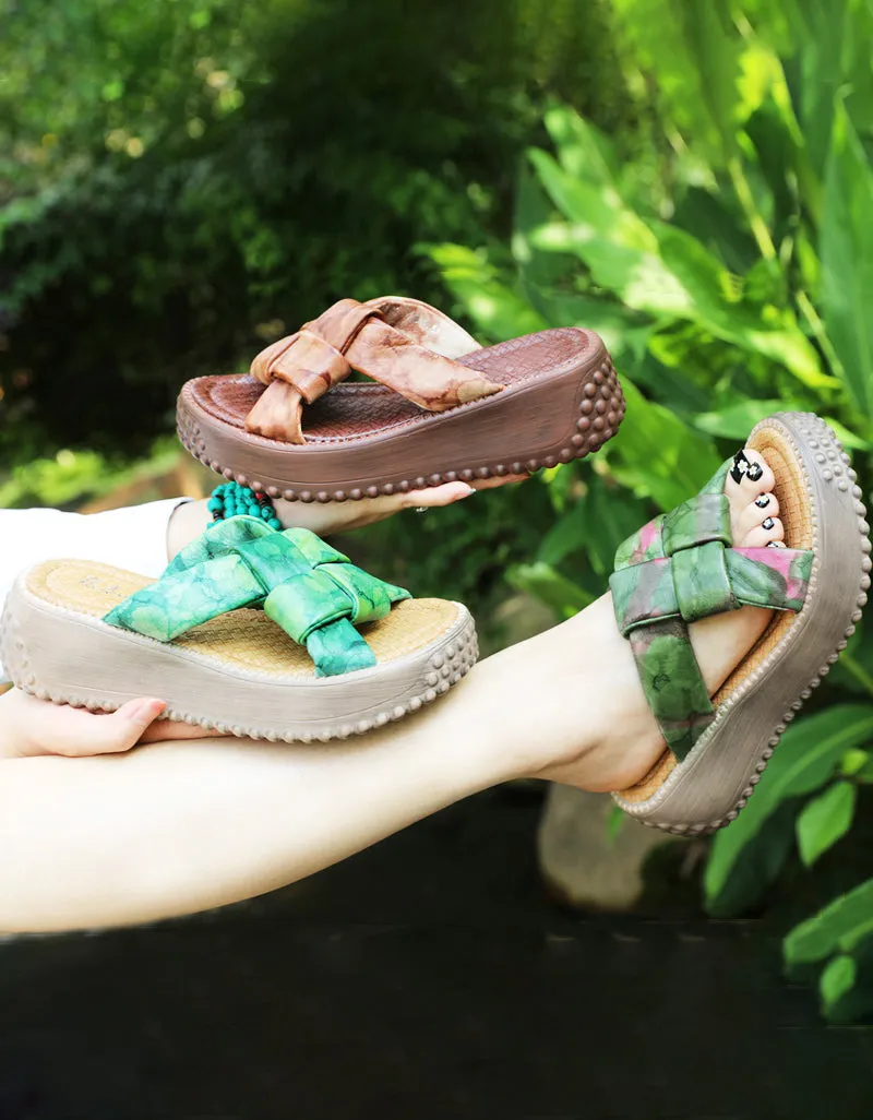 Summer Platform Green Slippers