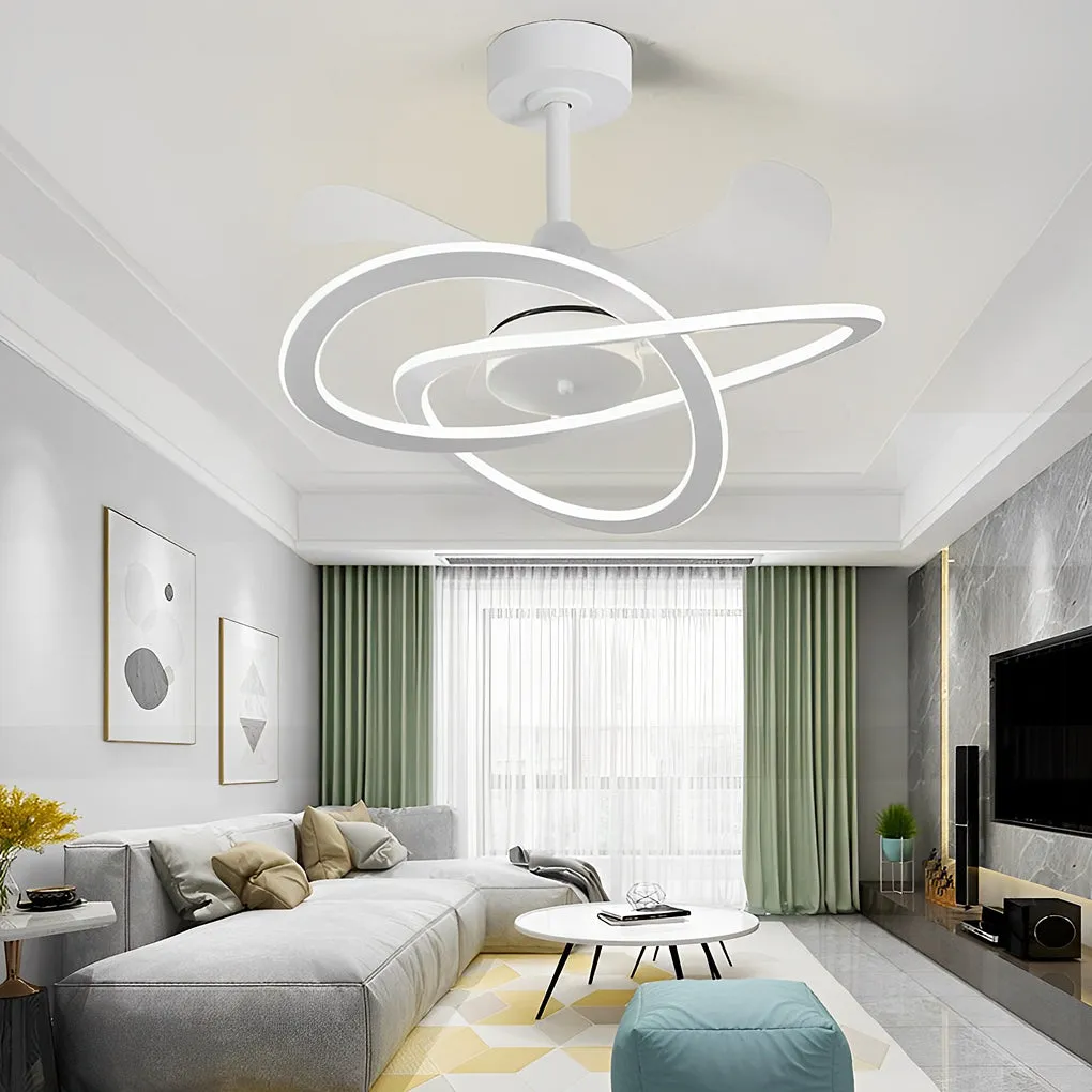 Waves Flower LED Mute Timing Creative Nordic Bladeless Ceiling Fans