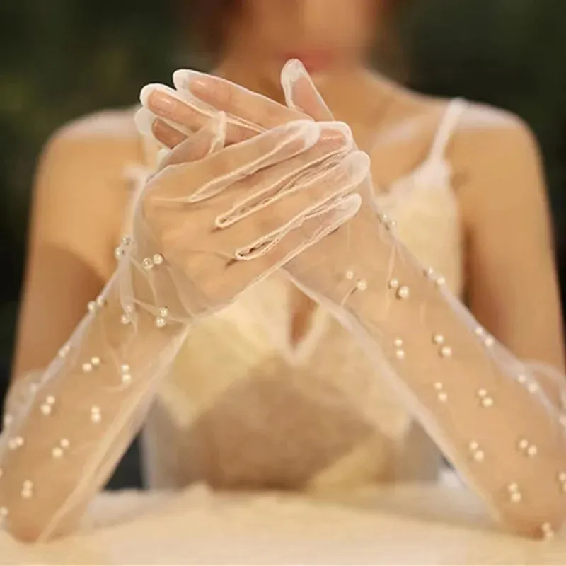 Wedding Dress Luxury Atmosphere Gloves Bride Gloves Long Double Row Gloves Wedding Gloves Winter