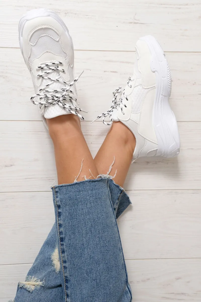 White Chunky Panel Trainers - Libby