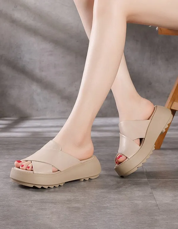 Women's Cross Strap Summer Wedge Slippers