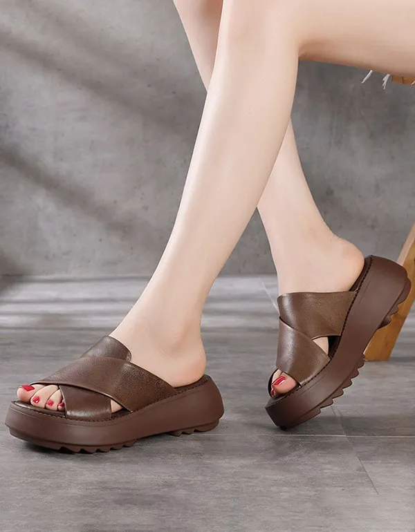 Women's Cross Strap Summer Wedge Slippers