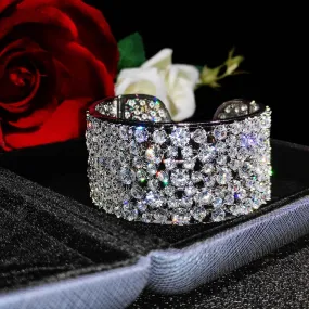 Women's Iced-Out Wide Zircon Luxury Statement Bracelet