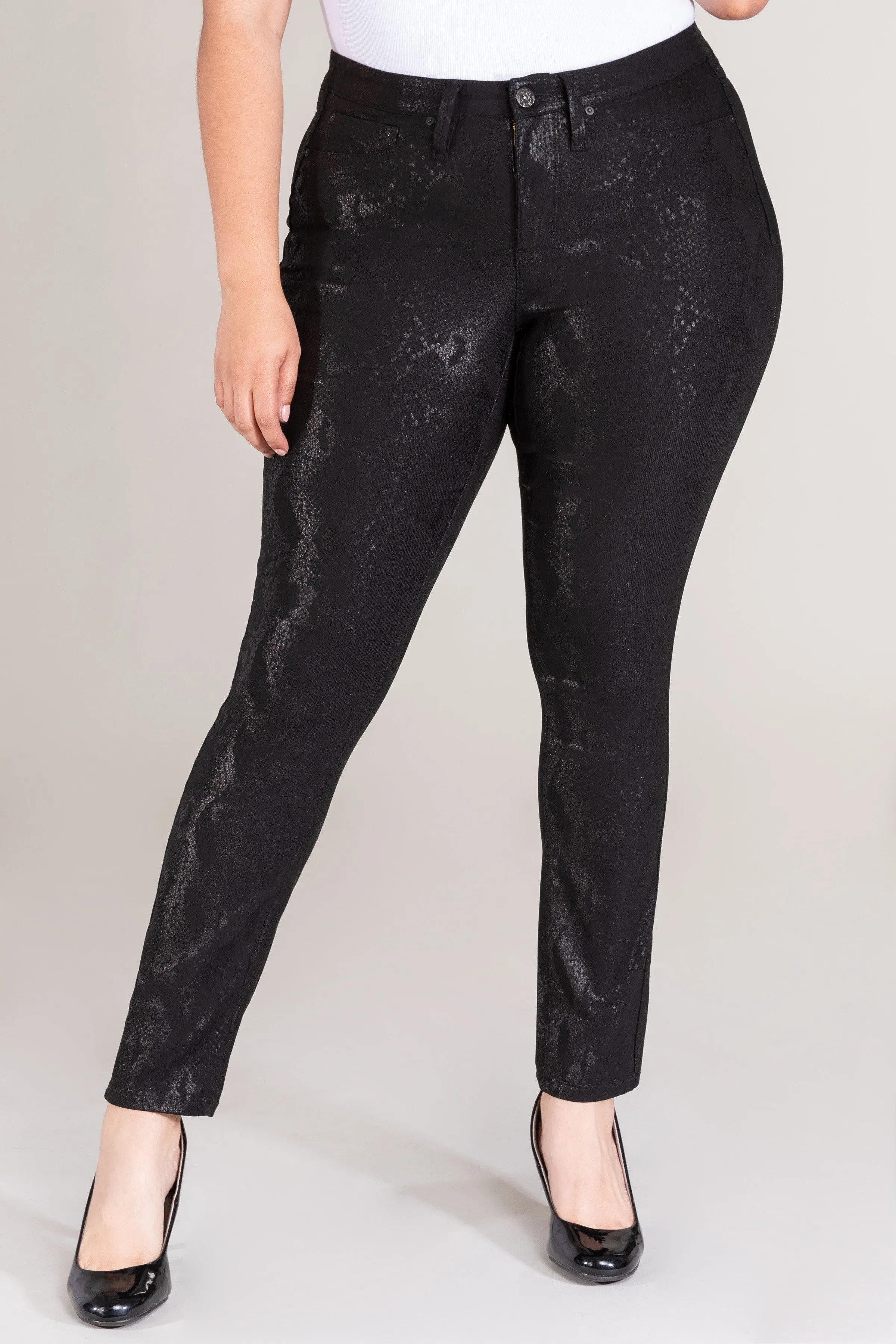 Women's Plus Size Hyperstretch  Skinny Pants, Coated Snake