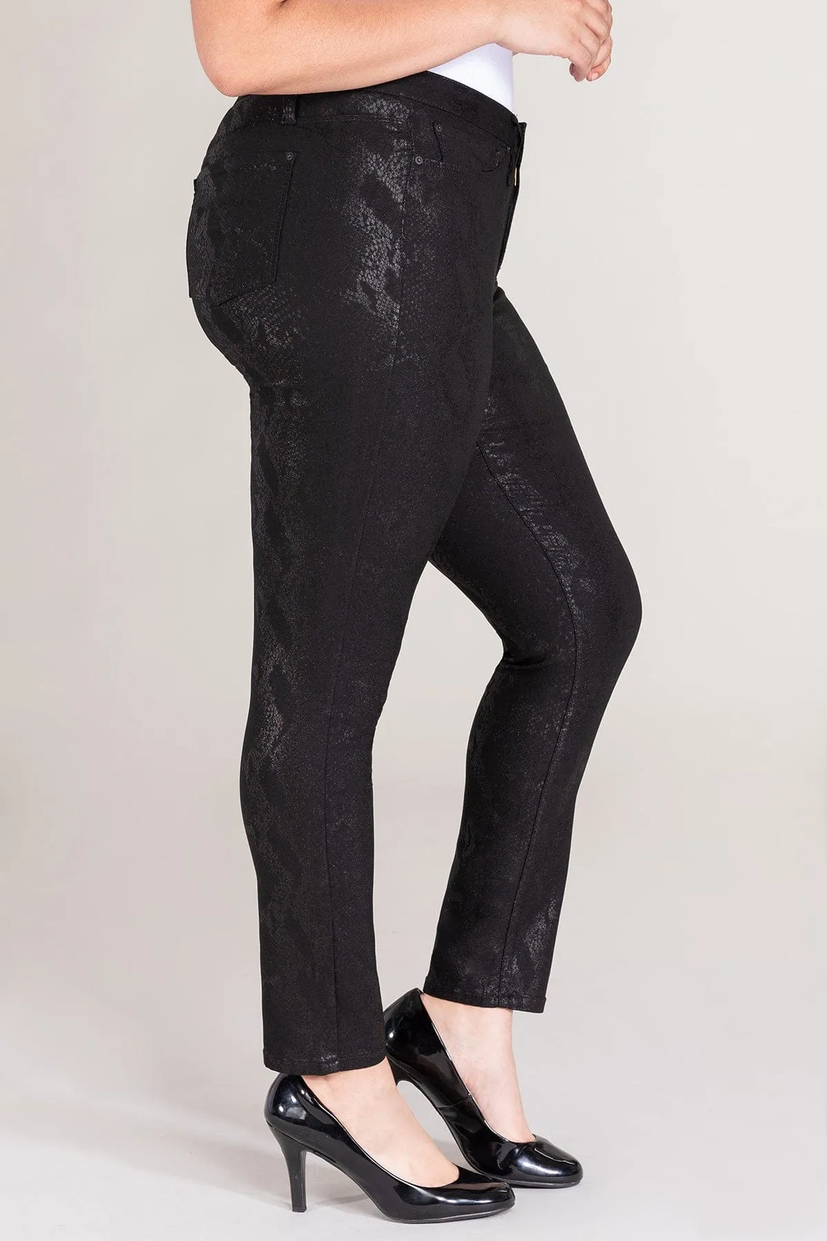 Women's Plus Size Hyperstretch  Skinny Pants, Coated Snake