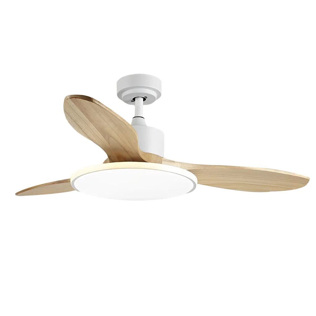 Wood Mute 3 Step Dimming LED Nordic Ceiling Fans Light with Remote Control