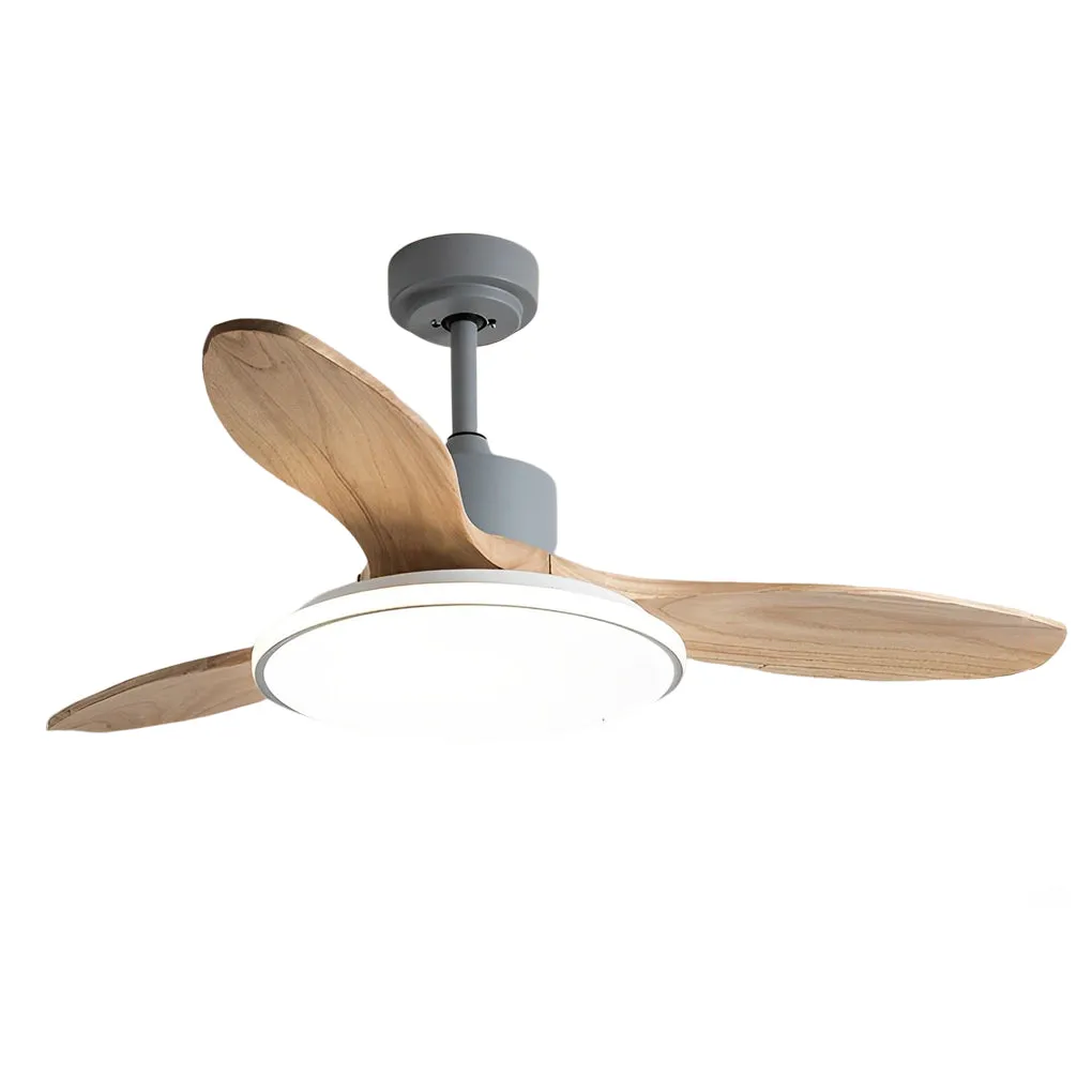 Wood Mute 3 Step Dimming LED Nordic Ceiling Fans Light with Remote Control