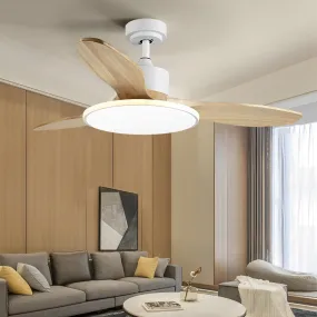 Wood Mute 3 Step Dimming LED Nordic Ceiling Fans Light with Remote Control